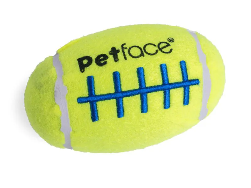 Petface Squeaky Rugby Tennis Ball Dog Toy